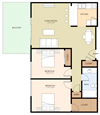 2 Bed 1 Bath Floorplan 2 Bed 1 Bath Floorplan at Aviana, Mountain View, CA